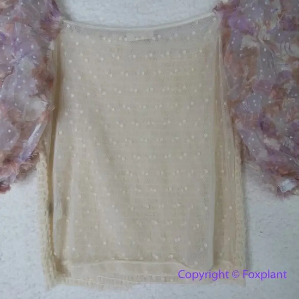 New! Free People silverlake picnic cami puff sleeve sheer top size small smocked